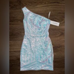Laveir One Shoulder Sequin Dress - Blue - NWT